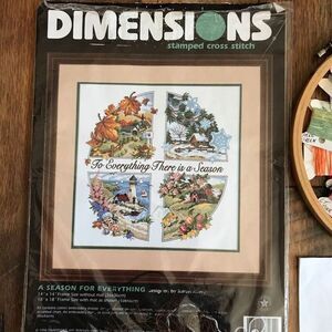 Dimensions 3174 stamped Cross Stitch kit partially done a season for everything